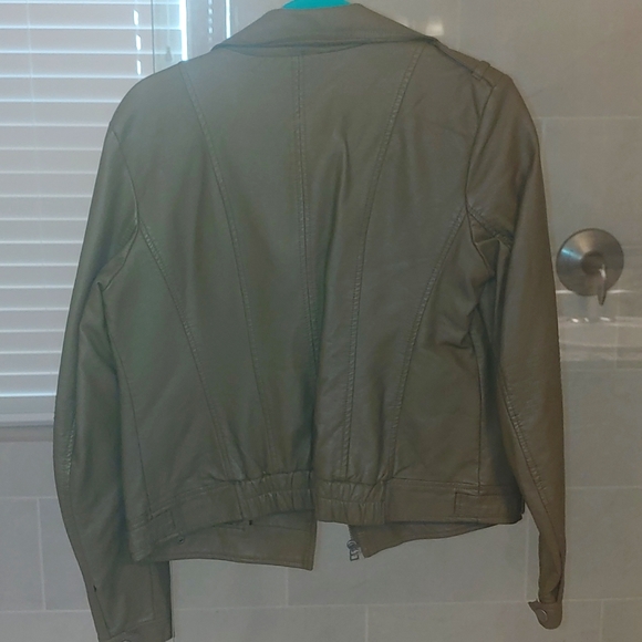 Olive Green Leather Jacket - Picture 2 of 2
